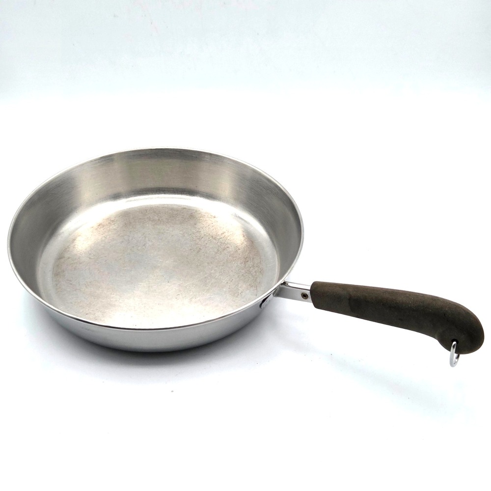 Revere Ware Frying Pan 10 In Stainless Steel Skillet Black Handle Clinton IL USA